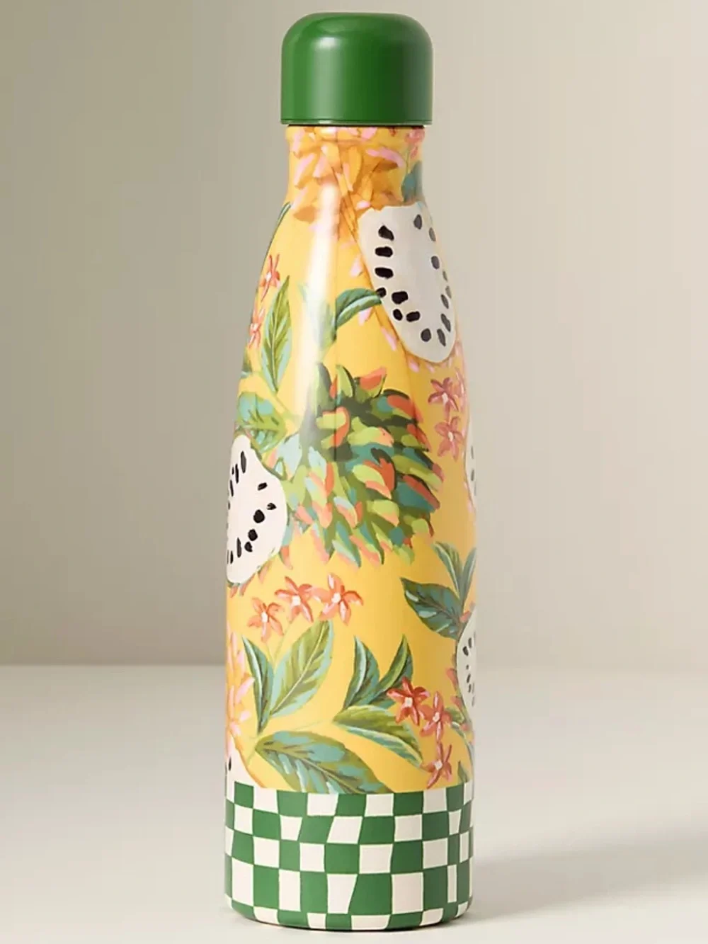 Farm Rio x Anthropologie Tropical Print Water Bottle With Box in Yellow Green